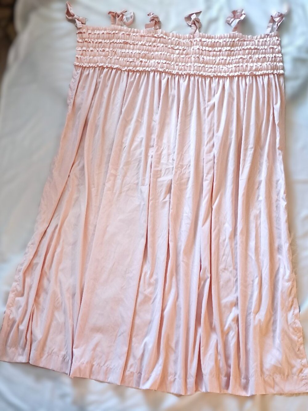 Lush Decor Tie Top Pale Blush Pink Ruffle Top Curtains 2 Panels 40x63 Each EUC